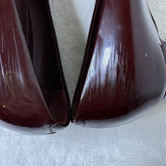 Louis Vuitton Shoes Pumps Patent Leather Burgundy Wine Loafer Size 37 Office - Picture 9 of 13